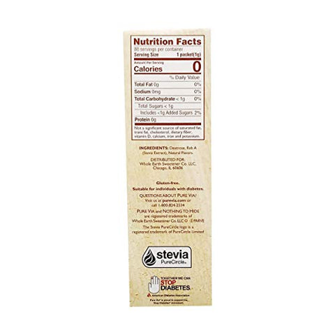 Purevia, Sweetener Stevia Zero Calorie, 80 Count