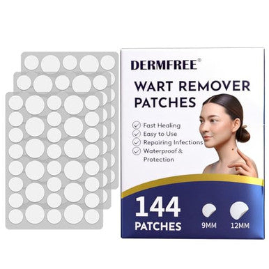 Dermfree Wart Treatment Patches With 1 Salicylic Acid Thin Waterproof Hydrocolloid Stickers For Hands & Feet Discreet Protective Covers 144 Count