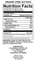 Steel Cut Oats (Steelcut) 5 Pounds (Oat Groats, Irish Oatmeal), USDA Certified Organic, Non-GMO, Bulk, Mulberry Lane Farms