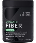 Sports Research Organic Fiber Unflavored Organic Fiber Powder - Daily Psyllium Husk And Prebiotic Agave Inulin Helps Maintain Regularity With Soluble & Insoluble Fiber - Easy To Mix 30 Servings