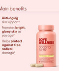 Love Wellness Good To Glow Collagen Supplement With Biotin Vitamin C E Ashwagandha & Zinc Promotes Smooth Glowing & Clear Skin Enhances Smoothness & Promotes Healthy Skin 60 Count