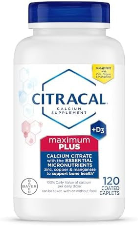 Citracal Maximum Plus, 650 Mg Calcium Citrate, Easily Absorbed And Highly Soluble With 25 Mcg (1000 Iu) Vitamin D3, Bone Health Support, Calcium Supplement For Ages 12+, 120 Count