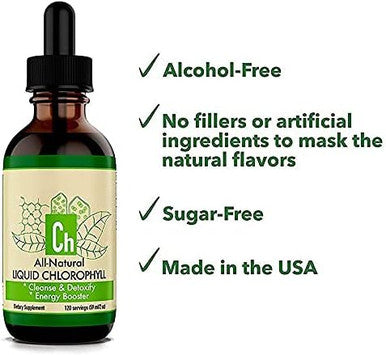 Liquid Chlorophyll Drops for Water, Vegan & Non-GMO, Energy Booster, Concentrate Liquid Drips