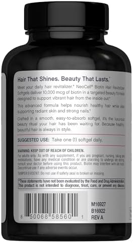 Neocell Biotin Hair Revitalizer 10000Mcg 300 Softgels Daily Nourishing Formula For Women And Men Hair Skin And Nails Supplement