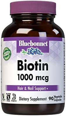 Bluebonnet Nutrition Biotin 1000 Mcg Vegetable Capsules Biotin Is A B Vitamin That Helps Make Keratin Vegan Vegetarian Non Gmo Gluten Soy Milk Kosher Vegetable Capsules 90 Count