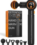 Napre Massage Gun With Extension Handle And 3 Adjustable AnglesDeep Tissue Back Massage For Neck/Shoulders/Waist/Legs/Body Pain ReliefHandheld Percussion Muscle Massager With Portable CaseBlack