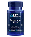 Life Extension Resveratrol Elite, Trans-Resveratrol, Healthy Aging, Cardiovascular Health, Brain Health, Oxidative Stress, Gluten-Free, Non-Gmo, Vegetarian, 30 Capsules
