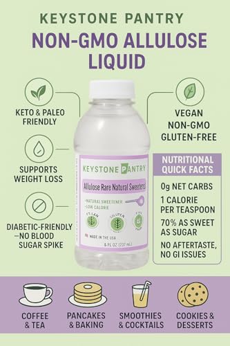 Keystone Pantry Liquid Allulose 1 Pint | Natural Low Calorie Sweetener for Coffee, Tea, Baking & Cooking | Keto, Diabetic Friendly, Zero Net Carbs, Vegan, Gluten Free, Non-GMO, Kosher