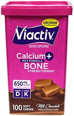 Viactiv Max Formula Calcium +Vitamin D3 Supplement For Bone Health Milk Chocolate 100 Soft Chews - 3 Pack