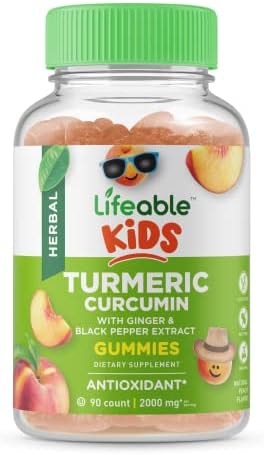 Lifeable Biotin Kids + Turmeric Curcumin Kids Gummies Bundle Great Tasting Vitamin Supplement Gluten Gmo Chewable Gummy