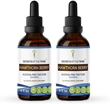 Secrets of the Tribe Hawthorn Berry Tincture Alcohol-Free Extract, Hawthorn Berry (Crataegus spp.) Dried Berry 2x4 oz