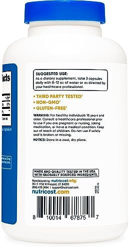Nutricost Calcium Lactate 2100Mg 180 Capsules Vegan Nongmo And Gluten 60 Servings