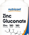 Nutricost Zinc Gluconate 50Mg, 180 Tablets - Gmo-Free