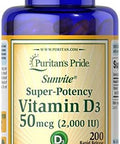 Puritan'S Pride Vitamin D3 50Mcg (2,000 Iu) Bolsters Immune Health For Support Of Immune Health And Healthy Bones And Teeth 200 Softgels
