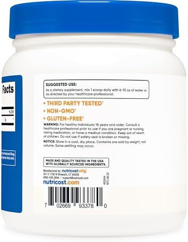 Nutricost Pure Lcitrulline (Base) Powder (600 Grams) (2 Bottles)