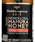 Wedderspoon 100% Raw Manuka Honey - KFactor 16 - 11.5 Ounces