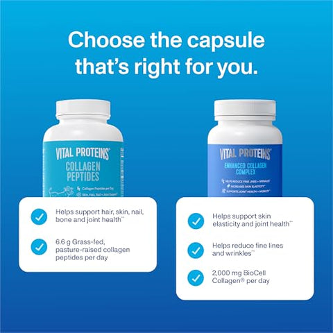Vital Proteins Enhanced Collagen Complex Capsules With Biocell Collagen - Supports Skin Elasticity Joint Health And Helps Reduce Fine Lines & Wrinkles (1) 60 Count
