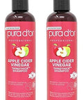 Pura D'Or 16 Oz Apple Cider Vinegar Thin2Thick Shampoo - Biotin Castor Oil For Reduced Frizz Split Ends Clarifying & Detox No Parabens No Sulfates All Hair Types Men & Women