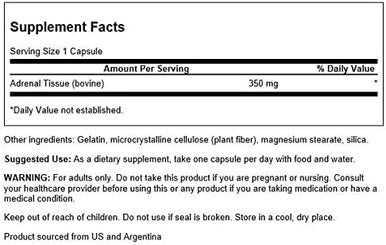 Swanson Adrenal Glandular 350 mg 60 Caps