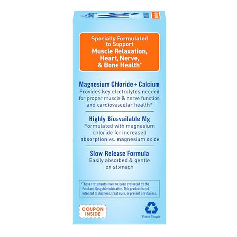 Slow-Mag Slowmag Muscle & Heart Magnesium Chloride Supplement With Calcium 60 Count Supports Muscle Relaxation Heart Nerve & Bone Health High Absorption