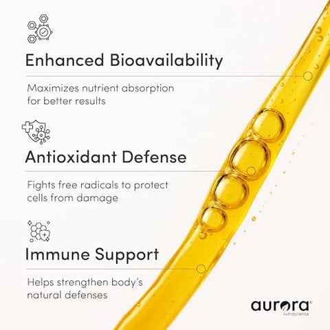 Aurora Nutrascience Mega Liposomal Vitamin C 32 Pack + Vitamin D3/K2 Bottle Bundle Supplement for Immune Support and Cognitive Health 32 Servings Each
