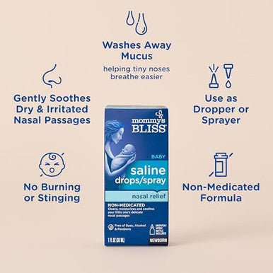 Mommy's Bliss Saline Drops Spray Nasal Relief for Newborns