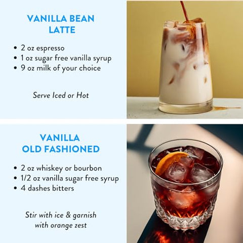 Sugar Free Vanilla Simple Syrup for Coffee, Cocktails, Matcha - Sweetened with Allulose and Monk Fruit - Infused with Real Vanilla - 13.5 oz