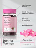 Horbaach Iron Gummies for Women 70 Count Grape Flavor Supplement with B Vitamins Folate and Zinc Vegan NonGMO and Gluten Free