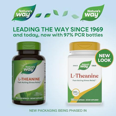 Nature'S Way L-Theanine Stress Support Promotes Relaxation 200 Mg Per 2-Capsule Serving Vegan 180 Capsules (Packaging May Vary)