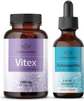 Herbamama Vitex And Ashwagandha Kit - Bundle Of 1000 Mg Vitex Chasteberry Capsules & Ashwagandha Liquid Drops 2 Fl Oz - Vegan Non-Gmo Sugar & Alcohol- - 2 Pack