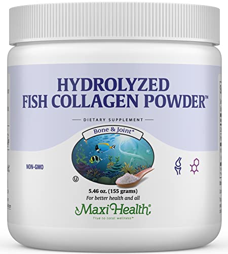 Maxi Health Collagen Peptides Powder Type I Unflavored Marine Powder Collagen For Women & Men - Wild-Caught Protein Supplement For Joints Skin Hair & Nailnails (5.46 Oz)