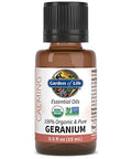 Garden Of Life Essential Oil Geranium 0.5 Fl Oz (15 Ml) 100 Usda Organic & Pure Clean Undiluted & Non-Gmo For Diffuser Aromatherapy Meditation - Balance Relaxation Calming Floral Aromatic