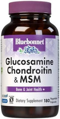 Bluebonnet Nutrition Glucosamine Chondroitin Plus Msm Glucosamine Chondroitin Sulfate Vitamin C & Optimsm Bone & Joint Health Non Gmo Gluten Soy Milk 180 Vegetable Capsules