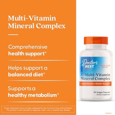 Doctors Best Multivitamin Mineral Complex Comprehensive Health Support Nongmo Gluten Vegan 90 Veggie Capsules