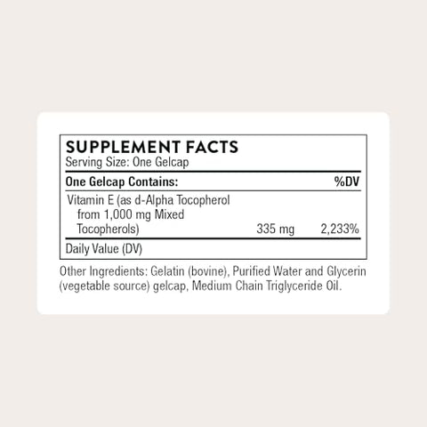 Thorne - Ultimate-E - Vitamin E Supplement From Mixed Tocopherols - Fat-Soluble Antioxidants For Cardiovascular Support - Third-Party Certified - Gluten Dairy & Soy-Free 60 Softgels