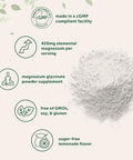 Micro Ingredients Magnesium Powder 420Mg Per Serving 12Oz (56 Servings) Sugar Free Lemonade Flavor Magnesium Glycinate Powder Supplement With Elemental Form Chelated Minerals Non-Gmo Vegan