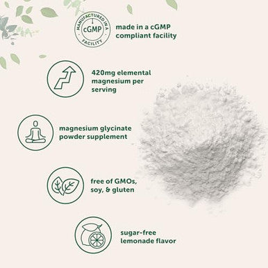 Micro Ingredients Magnesium Powder 420Mg Per Serving 12Oz (56 Servings) Sugar Free Lemonade Flavor Magnesium Glycinate Powder Supplement With Elemental Form Chelated Minerals Non-Gmo Vegan