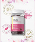 Carlyle Iron Gummies Plus B-Complex Vitamins 60 Vegan Gummies Grape Flavor Non-Gmo, Gluten Supplement
