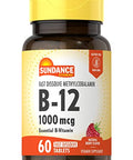 Sundance Vitamin B12 1000 mcg Fast Dissolve Tablets As Methylcobalamin Vegetarian NonGMO and Gluten Free Supplement