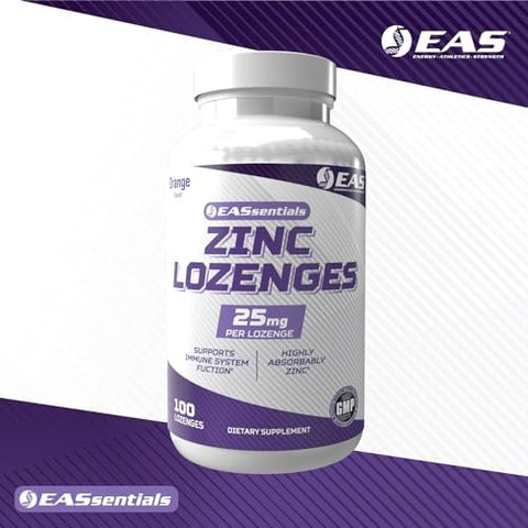 EAS Zinc Lozenges Highly Absorbable with No Fillers or Additives Supports Immune Function Gluten Free Non GMO 100 Lozenges (Orange Flavor)