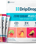 Dripdrop Zero Sugar Plus Sugar Hydration Packets Single Serve Electrolytes Powder Drink Mix Strawberry Kiwi Peach Cherry Limeade Wild Berry Nongmo Gluten Vegan 16 Sticks