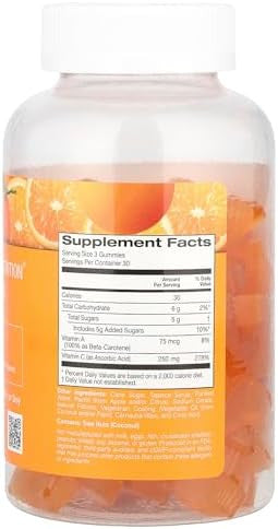 California Gold Nutrition Vitamin C Gummies 250 Mg With Vitamin A From 100% Betacarotene 90 Vegetarian Gummies