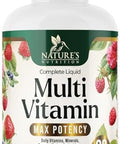 Liquid Multivitamin, Sugar Multi Vitamin For Women Men & Kids, Vitamins A, C, D, B-12, Biotin & Zinc For Beauty, Skin Care, Thicker Hair Growth & Wrinkles, Non-Gmo, Vegan, Berry Flavor, 15 Fl Oz