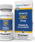 Superior Source Advanced Zinc, With Zinc (25 Mg) And D3 (5,000 Iu), Quick Dissolve Microlingual Tablets, 60 Ct, Promotes A Healthy Immune System, Non-Gmo