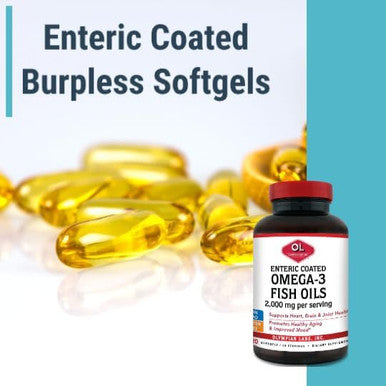 Olympian Labs Enteric Coated Omega 3 Fish Oils 2000 Mg Per Serving/ 60 Servings 120 Softgels