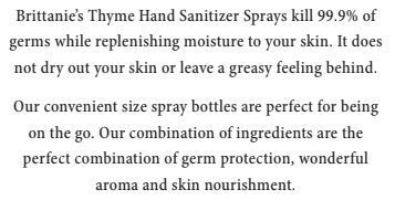 Brittanie'S Thyme Organic Travel Hand Sanitizer Spray Rosemary & Peppermint 2Oz 6 Count Vitamin E Aloe Moisturizing Non Greasy & Replenishes Moisture & Nourishes Skin