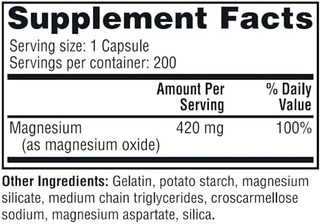 Twinlab Magnesium Caps - For Stress Relief 420 Mg 200 Count 1 Pack & Reserveage Beauty Resveratrol 250 Mg Paleo Keto 120 Capsules