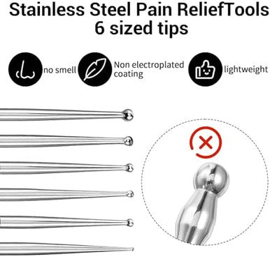 Matwsec Acupuncture Pen Stainless Steel Acupressure Pen Reflexology Massage Tool For Body Face 8 Sized Headed Acupuncture Needles Manual Deep Tissue Tool Body Point Probe Pens For Full Body Relaxing 4 Pcs