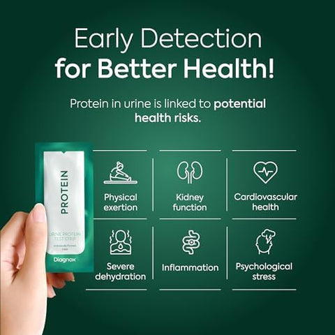 Diagnox Health Protein Urine Test Strips [30 Tests] And Hydration Test Strips [30 Tests] Individually Packaged And Science Backed
