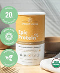 Sprout Living Epic Protein Bundle Chocolate Maca & Vanilla Lucuma (20G Organic Plantbased Protein Powder Vegan Gluten Superfoods) 2Lb 24 Servings